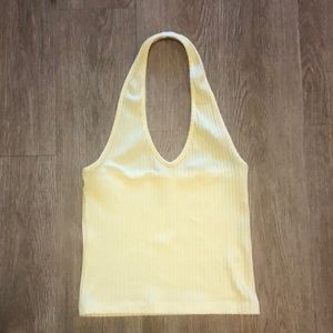 Yellow halter crop top
